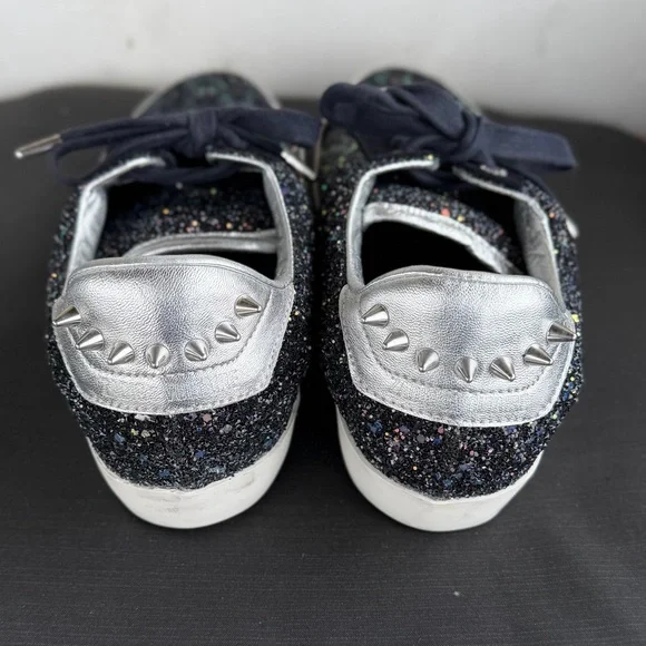 Zadig & Voltaire Black Glitter Low-Top Sneakers with Silver Heel - Picture 5 of 8